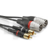 0.9m instrument cable, with two male RCA plugs (red/black markers) to two 3 poles male XLR plugs, Sommercable HBP-M2C2, black, with gold plated contact connectors