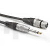 0.6m instrument cable, with 6.35 mm male stereo Jack plug to 3 poles female XLR plug, Sommercable HBP-XF6S, black, with gold plated contact connectors