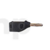 Black PVC banana  plug, stackable, lenght 43 mm, solder contact