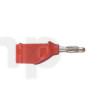 Red PVC banana  plug, stackable, lenght 43 mm, solder contact
