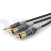 0.9m Y audio cable, with 3.5 mm stereo mini Jack to double male RCA, Sommercable HBA-3SC2, black, with Hicon gold plated contact connectors