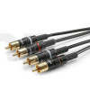 1.5m audio cable with double male RCA (red/black markers), Sommercable HBA-C2, black, with Hicon gold plated contact connectors