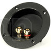 Large round 2-pole recessed terminal block for high fidelity loudspeaker, gold-plated contacts, for banana plug or clamping on wire, cylindrical front 105 mm