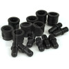 Set of 8 clips (male+female) for speaker front panel, black plastic