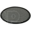 TLHP grille for 12-inch speaker, external diameter 310 mm, thick steel, black finish, square holes 8x8 mm, peripheral rubber flange