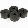 Set of 4 black rubber foot for speaker, diameter 38.65 mm, thickness 20 mm, with steel insert for mechanical support