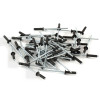 Grooved type blind rivet, zinc-plated steel mandrel, black painted aluminum body, 3.2x12mm, bag of 50 units