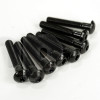 Set of 8 black zinc-plated steel screw, M5 diameter, 30 mm lenght, pan head
