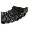 Set of 8 black zinc-plated steel screw, M6 diameter, 30 mm lenght, cylindrical head