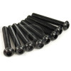 Set of 8 black zinc-plated steel screw, M6 diameter, 40 mm lenght, pan head