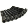 Set of 8 black zinc-plated steel screw, M6 diameter, 40 mm lenght, cylindrical head