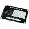 Aluminum nameplate for professional loudspeaker, black print, one adhesive side, dimensions 105 x 71 mm, thickness 1 mm