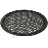 TLHP grille for 8-inch speaker, external diameter 206 mm, thick steel, black finish, round holes 4 mm diameter, peripheral rubber flange
