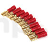 Set of 10 gold-plated 4.8 mm female Fast-on terminals, red insulation, for 0.5 to 1.5 mm² conductor