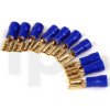 Set of 10 gold-plated 4.8 mm female Fast-on terminals, blue insulation, for 1.5 to 2.5 mm² conductor