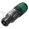 Neutrik NL4FXX-W-S, 4 pole female Speakon cable connector, brass contacts, green bushing, for cable diameters 6 to 12 mm