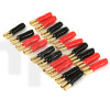 Set of twenty insulated and marked gold-plated steel 4.8 mm flat female terminals (10 red, 10 black), to be soldered or crimped, for wires up to 4 mm² (diameter 2.8 mm)