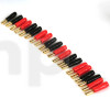 Set of twenty insulated and marked gold-plated steel 2.8 mm flat female terminals (10 red, 10 black), to be soldered or crimped, for wires up to 2.5 mm² (diameter 2 mm)