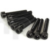 Set of 8 black zinc-plated steel screw, M5 diameter, 30 mm lenght, cylindrical head