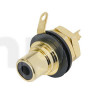 RCA 2-pole female chassis connector, REAN NYS367-0, black, black shell, gold plated contacts