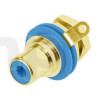 RCA 2-pole female chassis connector, REAN NYS367-6, blue, black shell, gold plated contacts