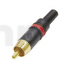 RCA 2-pole male connector, REAN NYS373-2, red, black shell, gold plated contacts