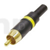 RCA 2-pole male connector, REAN NYS373-4, jaune, black shell, gold plated contacts