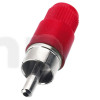 RCA male plastic plug, chromium-plated, red body, for 5.5 mm diameter cable
