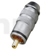 High-end male RCA plug, PTFE insulated, black ring, gold-plated contacts, for 6 mm diameter cable