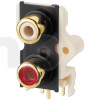 Dual RCA female chassis socket, white / red, gold plated, for PCB