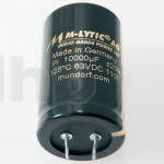 Mundorf MLGO100 capacitor, 1500µF ±20%, 100VDC, Ø25xH35mm, 1.2mm connections 10mm pitch