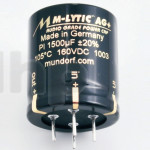 Mundorf MLGO+100 capacitor, 2.200µF ±20%, 100VDC, Ø35xH35mm