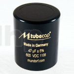 Mundorf TubeCap capacitor, 200µF ±5%, 550VDC/100VAC, Ø65xH85mm, M6 connections 27.5mm pitch