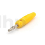 Yellow PVC banana  plug, lenght 55 mm, max 1.5 mm²