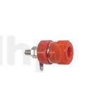 Red 32 mm socket for 4 mm plug babana, nickel contact, for panel mounting max 12 mm