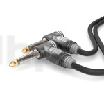 0.15m audio instrument cable, with 6.35 mm elbow Jack mono plug , Sommercable HBA-3SM2, black, with Hicon gold plated contact connectors