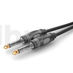 0.6m audio instrument cable, with male 6.35 Jack mono plug, Sommercable HBA-6M, black, with gold plated contact connectors