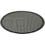 TLHP grille for 15-inch speaker, external diameter 387 mm, thick steel, black finish, square holes 8x8 mm, peripheral rubber flange