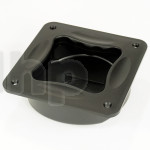 Ergonomic recessed handle in two parts (front + bowl), black ABS plastic, front 153.7 x 153.7 mm, total depth 55.5 mm