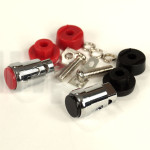 Pair of PHL Audio clamp terminals, one red, one black