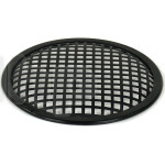 TLHP grille for 8-inch speaker, external diameter 206 mm, thick steel, black finish, square holes 8x8 mm, peripheral rubber flange