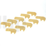 Set of 10 gold-plated 2.8 mm male flat connectors, right-angle, for 6.3 mm Fast-on terminals