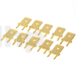 Set of 10 gold-plated 6.3 mm male flat connectors, for 6.3 mm Fast-on terminals
