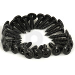 Set of 24 black steel screw, 3.5 mm diameter, 16 mm lenght, domed cylindrical head