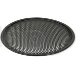 TLHP grille for 10-inch speaker, external diameter 257 mm, thick steel, black finish, round holes 4 mm diameter, peripheral rubber flange