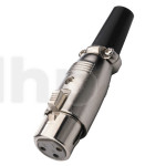 XLR female plug, 3 poles, gold-plated contacts, cable entry diameter up to 6 mm