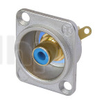 Neutrik NF2D-6, RCA female socket, blue washers, nickel housing, gold plated contacts