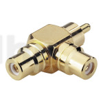 Two RCA female to RCA male &quot;T&quot; adapter, high-end, gold-plated metal body