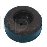 Black rubber foot for speaker, diameter 25 mm, thickness 11 mm, with steel insert for mechanical support
