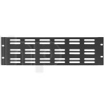 19 inch rack pannel, 3U, black, steel, Monacor RCP-8723U, with ventilation slots